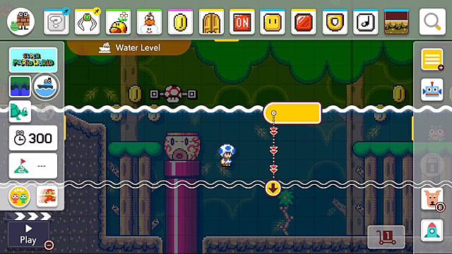 Super Mario Maker 2 - Cómo hacer que el agua o lava suba y baje 1