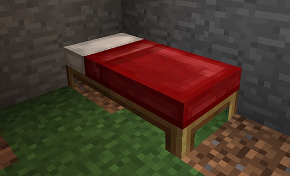 A red Minecraft bed. 