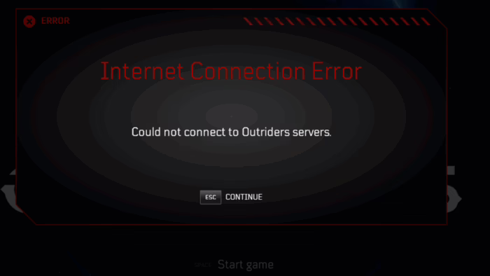 Outriders - Cómo solucionar el error de conexión: No se pudo conectar a los servidores (Could Not Connect to Servers)