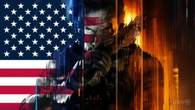 Imagen de Call of Duty Black Ops 7 con bandera de Estados Unidos superpuesta