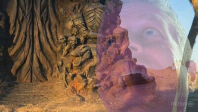 Geoff Keighley con fondo de escultura en desierto, especulaciones sobre Game Awards