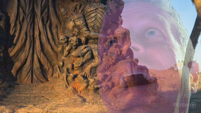 Geoff Keighley con fondo de escultura en desierto, especulaciones sobre Game Awards