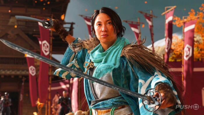 Guerrera con espadas en Ghost of Yotei para PS5