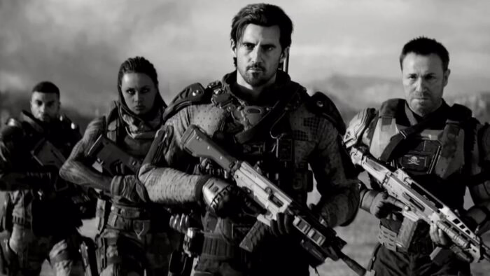 Grupo de soldados armados en blanco y negro en Call of Duty Black Ops 7