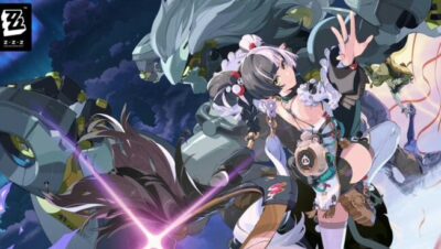 Personajes de Zenless Zone Zero en acción con fondo de cielo nocturno