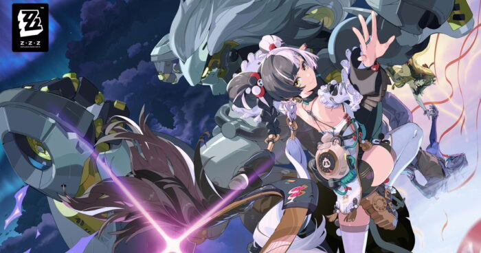 Personajes de Zenless Zone Zero en acción con fondo de cielo nocturno