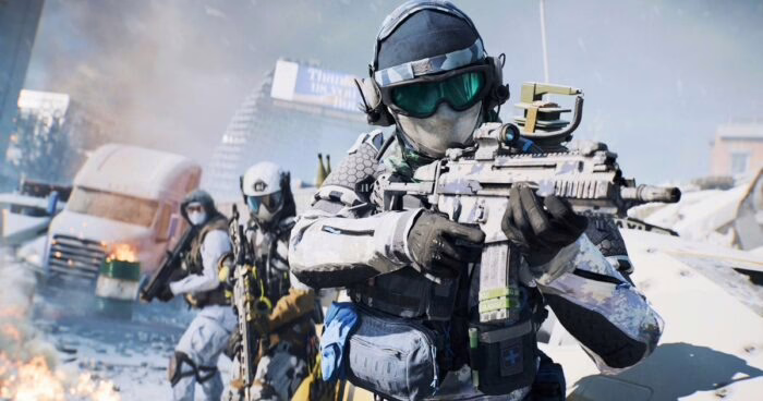 Soldados armados en un entorno nevado durante una misión en Battlefield 6