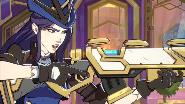Caitlyn con rifle steampunk en juego 2XKO para PS5